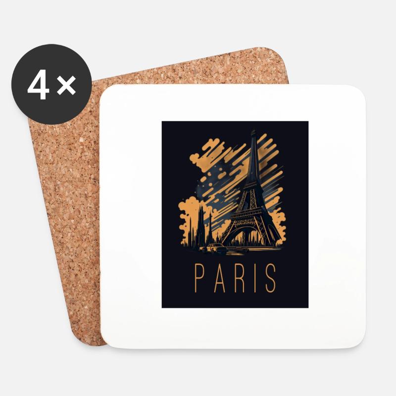 Paris Eiffelturm - Untersetzer (4er-Set) - Weiß