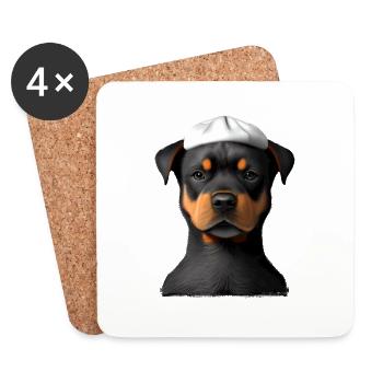 Rottweiler Chien Rottweiler Puppy Puppy Dogs - Dessous de verre (lot de 4) - blanc - Devant