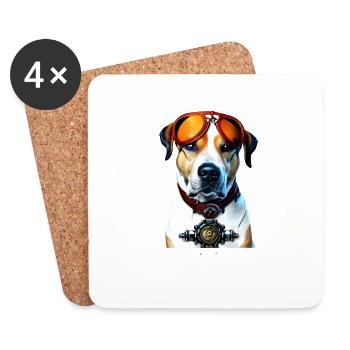 Steam - Dog - Untersetzer (4er-Set) - Weiß - Vorne