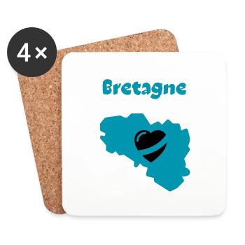 Bretagne coeur 1 - Dessous de verre (lot de 4) - blanc - Devant
