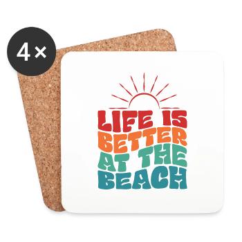 La vie est meilleure à la plage Summer Sun Beach - Dessous de verre (lot de 4) - blanc - Devant