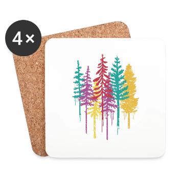 Pine Forest Nature Colorful Trees - Coasters (set of 4) - white - Front