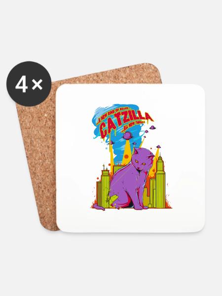 Katze - Untersetzer (4er-Set) - Weiß