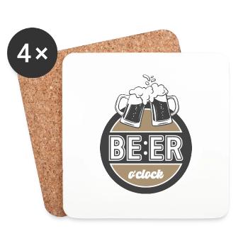 It's a beer o'clock. Retro style design. - Coasters (set of 4) - white - Front