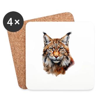 Lynx Portrait – Wild Animal Design - Coasters (set of 4) - white - Front