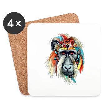 Folu le mandrill - Dessous de verre (lot de 4) - blanc - Devant