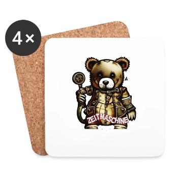 Teddybär Zeitmaschine - Untersetzer (4er-Set) - Weiß - Vorne