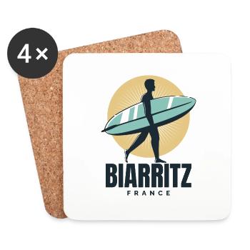 Biarritz Frankreich Beach Surfer - Untersetzer (4er-Set) - Weiß - Vorne