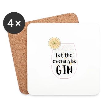 Gin / Drink / Cocktail / Party / Liqueur / Spirit - Untersetzer (4er-Set) - Weiß - Vorne