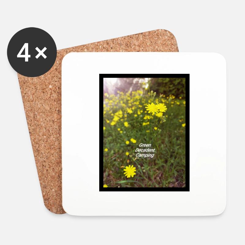 Green Decadent Camping - Coasters (set of 4) - white