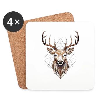 Deer Geometric - Coasters (set of 4) - white - Front