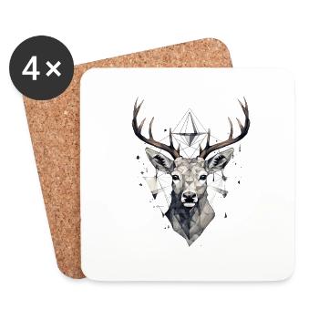 Deer Geometric - Coasters (set of 4) - white - Front