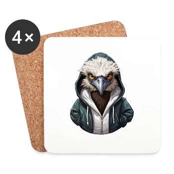 Cool Emu in casual clothing - Coasters (set of 4) - white - Front
