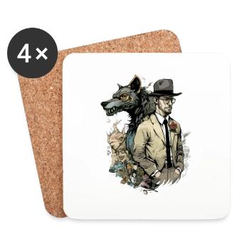 Hervé loup garou - Dessous de verre (lot de 4) - blanc - Devant