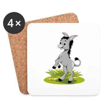 Happy dancing donkey on the lawn - Coasters (set of 4) - white - Front