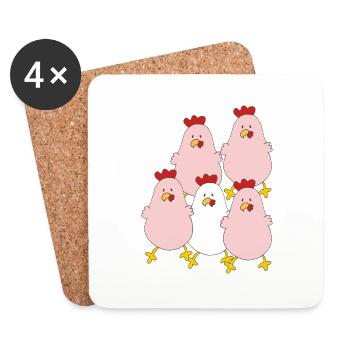 Group of chickens - Coasters (set of 4) - white - Front