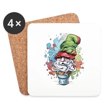Elf in der Eiswaffel - Untersetzer (4er-Set) - Weiß - Vorne