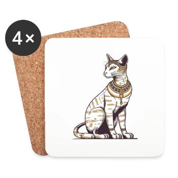 Die Ägyptische Katze Nr. 2 - Untersetzer (4er-Set) - Weiß - Vorne