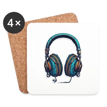 Headphones - Music - Untersetzer (4er-Set) - Weiß - Vorne