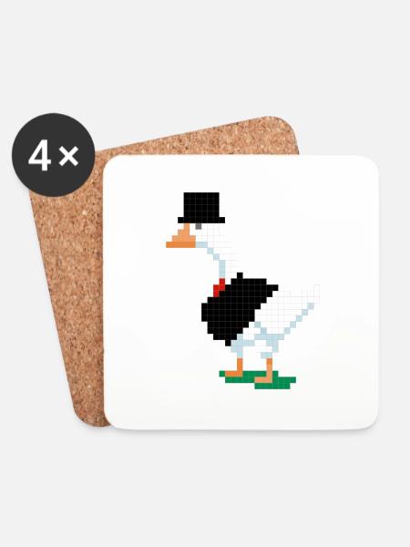 Eine Ente im pixeligen Anzug - Untersetzer (4er-Set) - Weiß