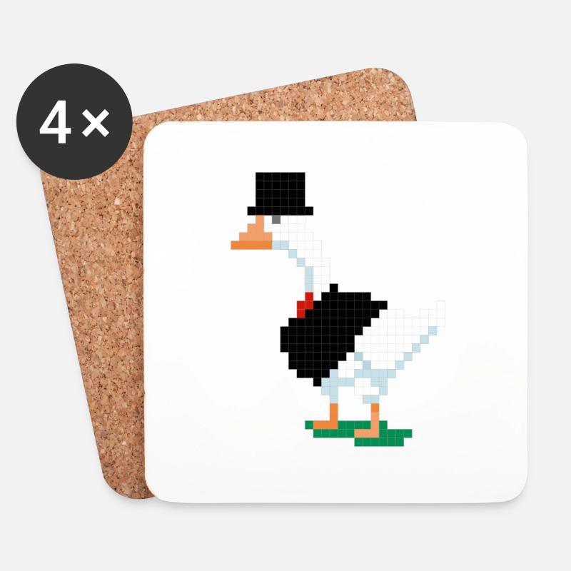 Eine Ente im pixeligen Anzug - Untersetzer (4er-Set) - Weiß