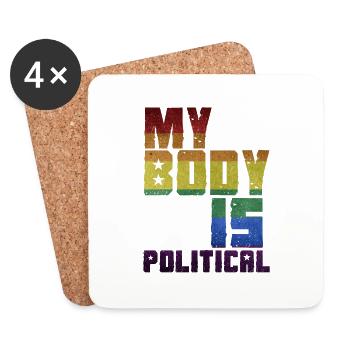 MEIN KÖRPER IST POLITISCH - Untersetzer (4er-Set) - Weiß - Vorne