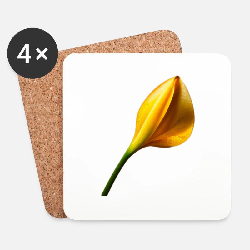 Goldene Calla - Untersetzer (4er-Set) - Weiß