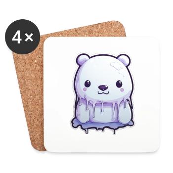 Süßer Eisbär Eis - Untersetzer (4er-Set) - Weiß - Vorne