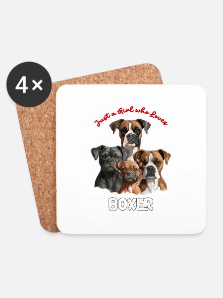 Nur ein Mädchen das Boxer liebt - Untersetzer (4er-Set) - Weiß