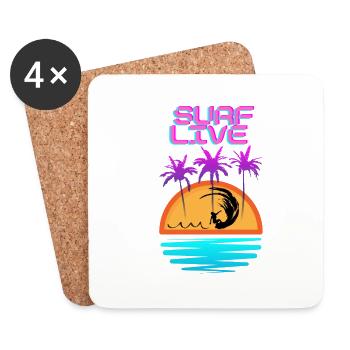 Surf Live - Untersetzer (4er-Set) - Weiß - Vorne