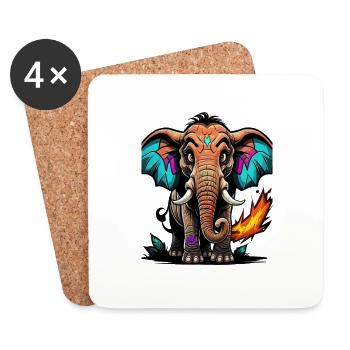 Graffiti Elefant - Untersetzer (4er-Set) - Weiß - Vorne
