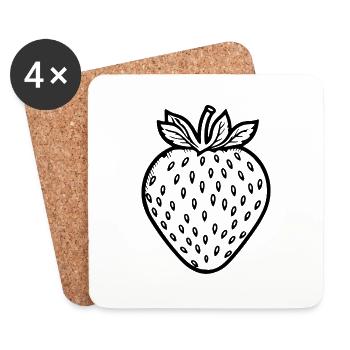Erdbeere Obst Frucht - Untersetzer (4er-Set) - Weiß - Vorne