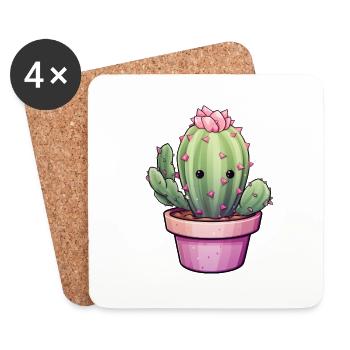 Cactus Kawaii - Coasters (set of 4) - white - Front