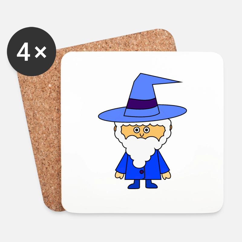 Blauer Zauberer - Untersetzer (4er-Set) - Weiß