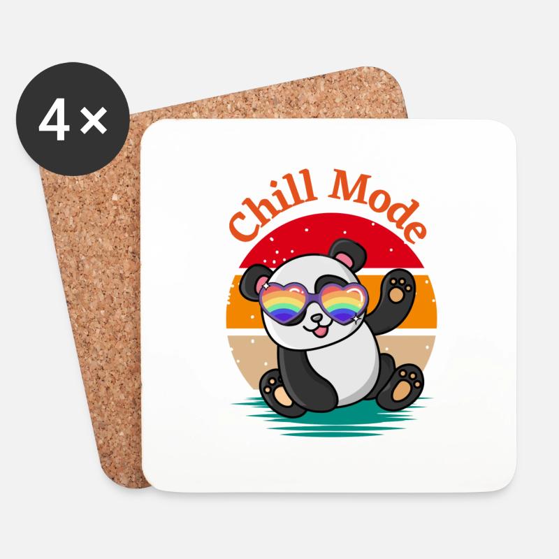 Ein süßer Panda mit Sonnenbrille - Untersetzer (4er-Set) - Weiß