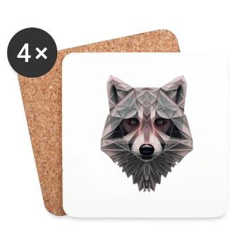 ORIGAMI RACCOON WITH HUMAN EYES - Coasters (set of 4) - white - Front