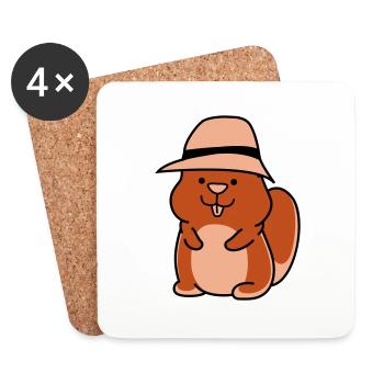Hamster drôle - Dessous de verre (lot de 4) - blanc - Devant