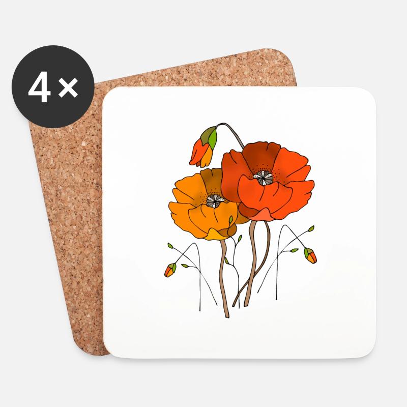 Blumen - Untersetzer (4er-Set) - Weiß
