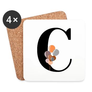 Letter c birthday balloon - Coasters (set of 4) - white - Front