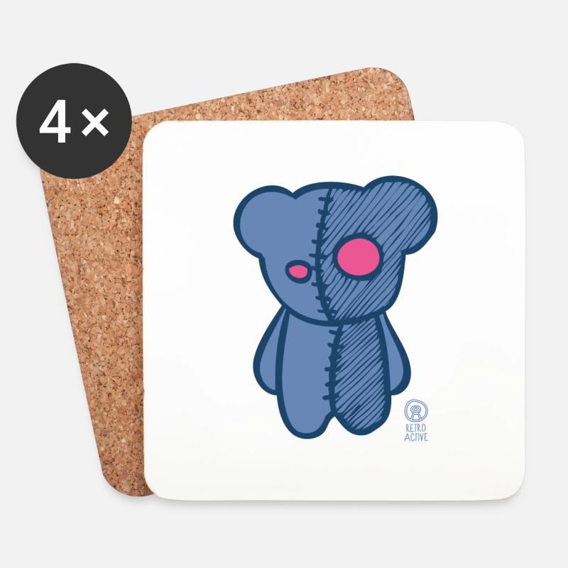 "teddy" - Kleines MONSTER (Teddybär) - Untersetzer (4er-Set) - Weiß