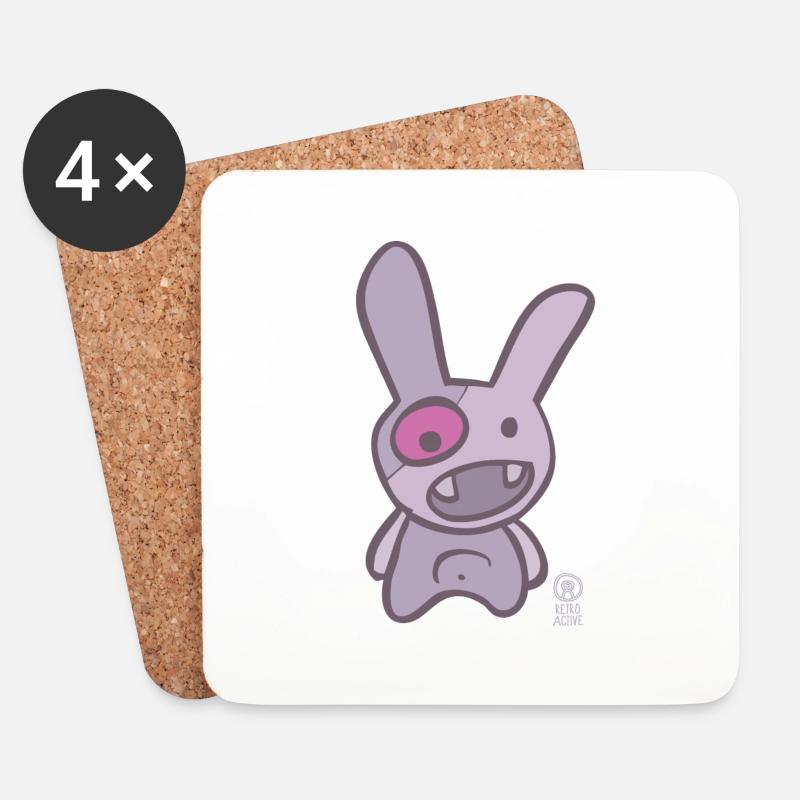 "rabbit" - Kleines MONSTER (Hase) - Untersetzer (4er-Set) - Weiß
