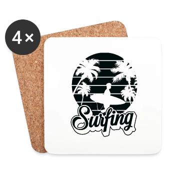 Surfer, Surfboard, Water Sports, Surfing - Coasters (set of 4) - white - Front