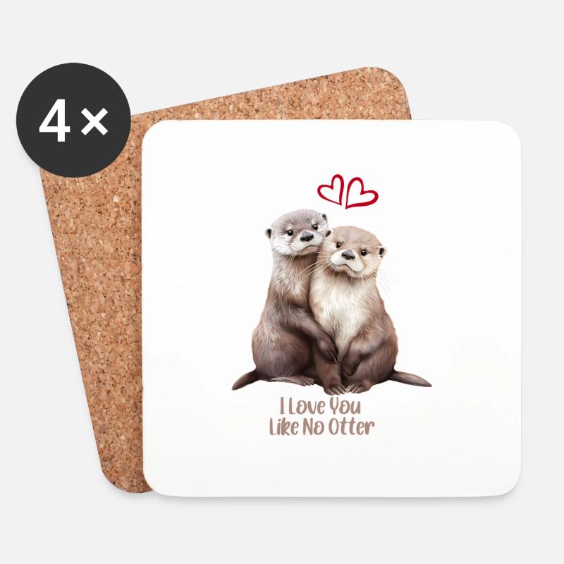 Otterliebe - Untersetzer (4er-Set) - Weiß