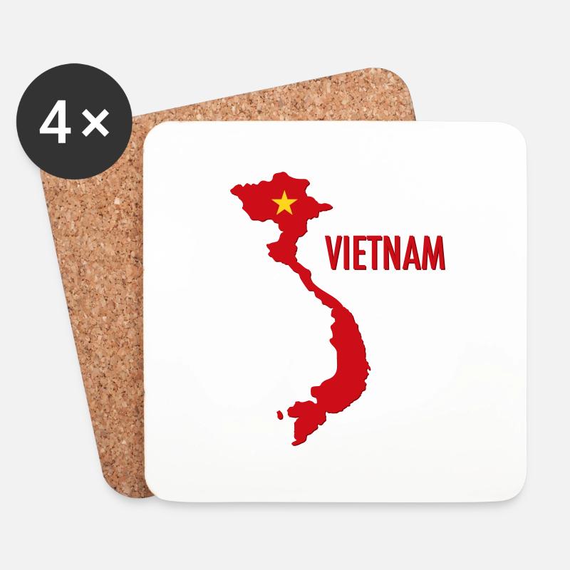 Vietnam, Map - Untersetzer (4er-Set) - Weiß