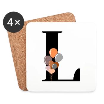 Buchstabe l Geburtstagsballon - Untersetzer (4er-Set) - Weiß - Vorne