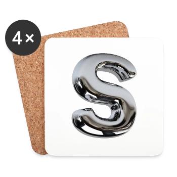 Chrome Letter S - Untersetzer (4er-Set) - Weiß - Vorne