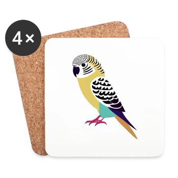 Budgie Bird Propriétaire Bird Cockatiel - Dessous de verre (lot de 4) - blanc - Devant