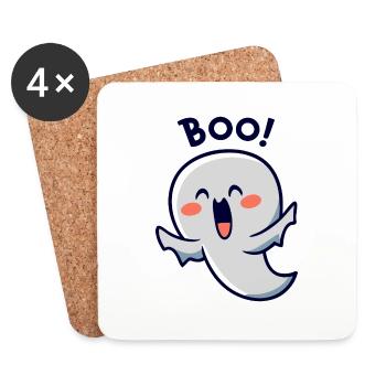Spooky Cute Kawaii Ghost Design – Boo - Coasters (set of 4) - white - Front
