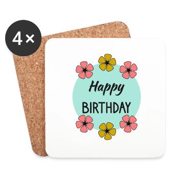 ALLES GUTE ZUM GEBURTSTAG. ALLES GUTE ZUM GEBURTSTAG. JAHRESTAG. - Untersetzer (4er-Set) - Weiß - Vorne