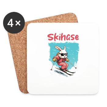 Lapin de ski - Dessous de verre (lot de 4) - blanc - Devant